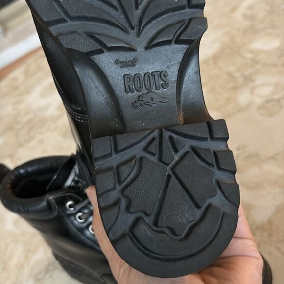 Vintage Roots Tuff Leather Hiking Boots Black Chunky Lug Sole - Picture 11 of 14